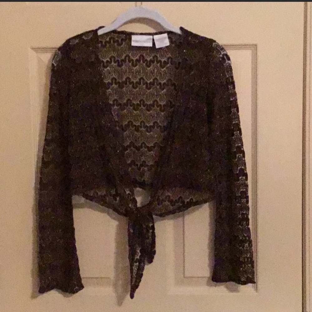 Worthington sheer, tie front top